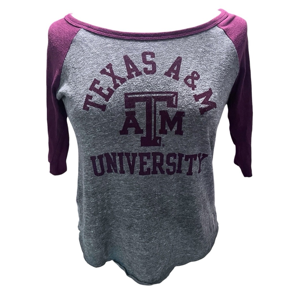 League Collegiate Texas‎ A&M Aggies 3/4 Sleeve Maroon T Shirt Medium Old Money